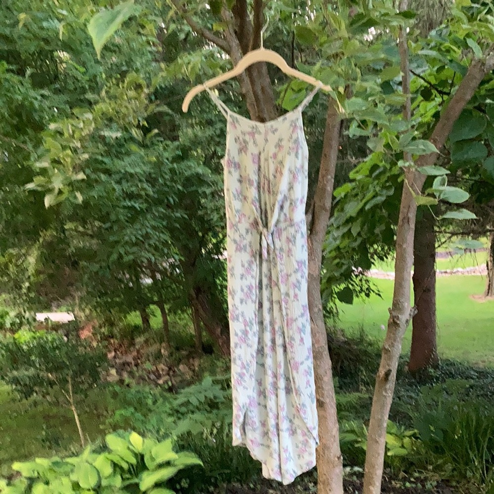 Kids floral jumpsuit with slit in leg